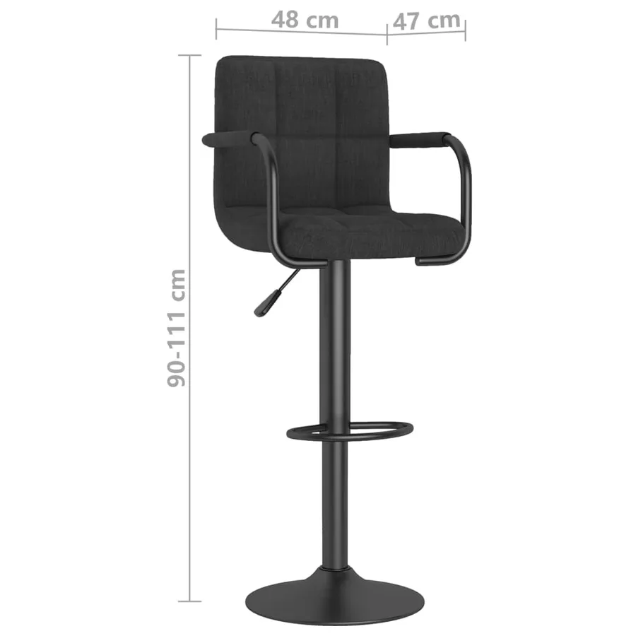 Tabourets de bar lot de 2 noir tissu - 10