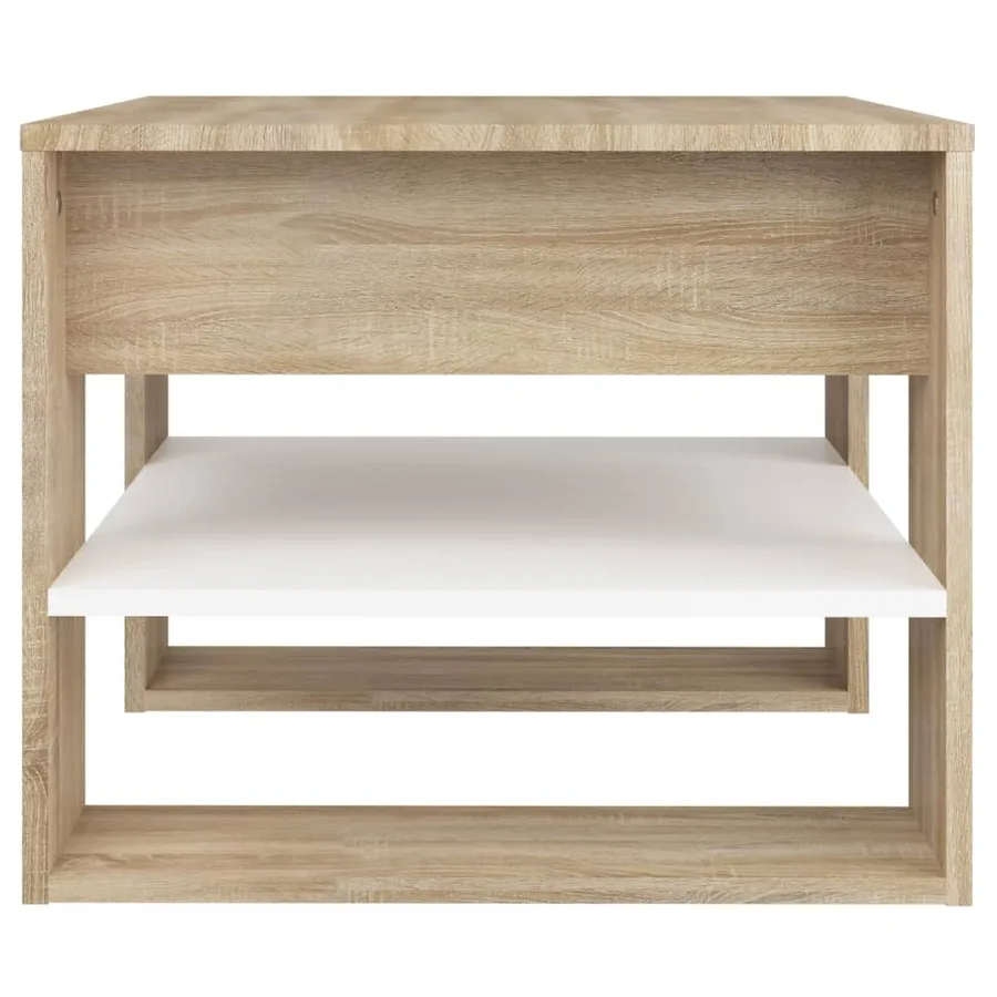 Table basse blanc chêne sonoma 55,5x55x45 cm bois d'ingénierie - 4