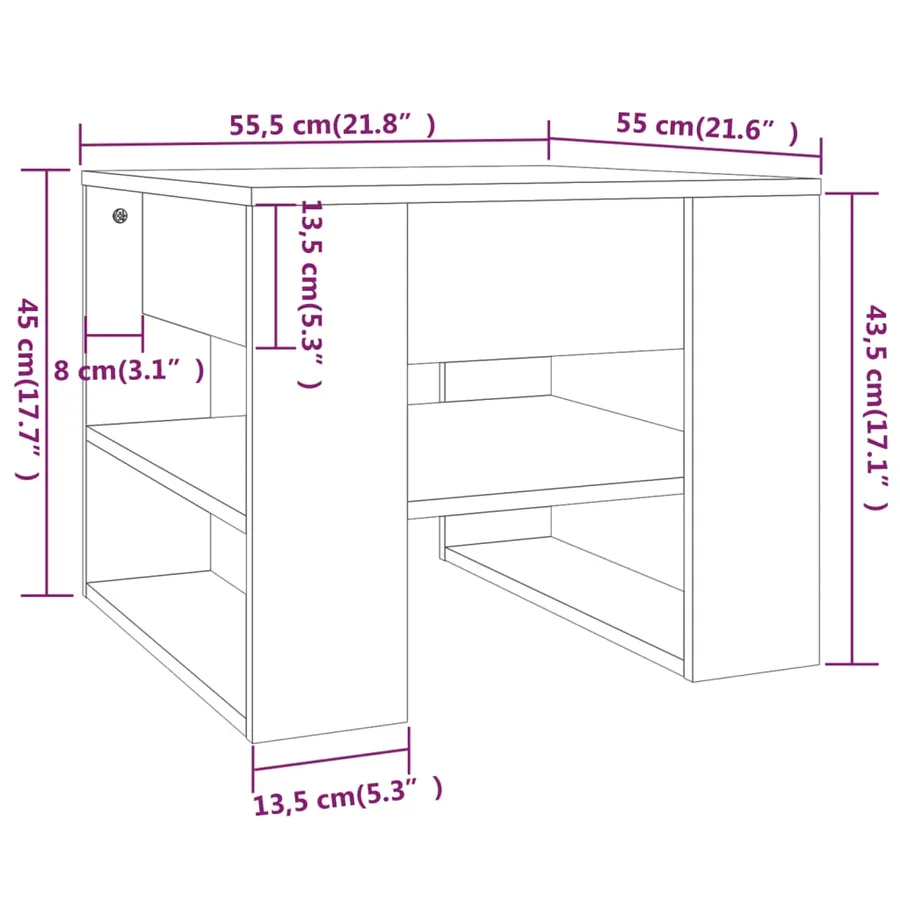 Table basse blanc chêne sonoma 55,5x55x45 cm bois d'ingénierie - 7