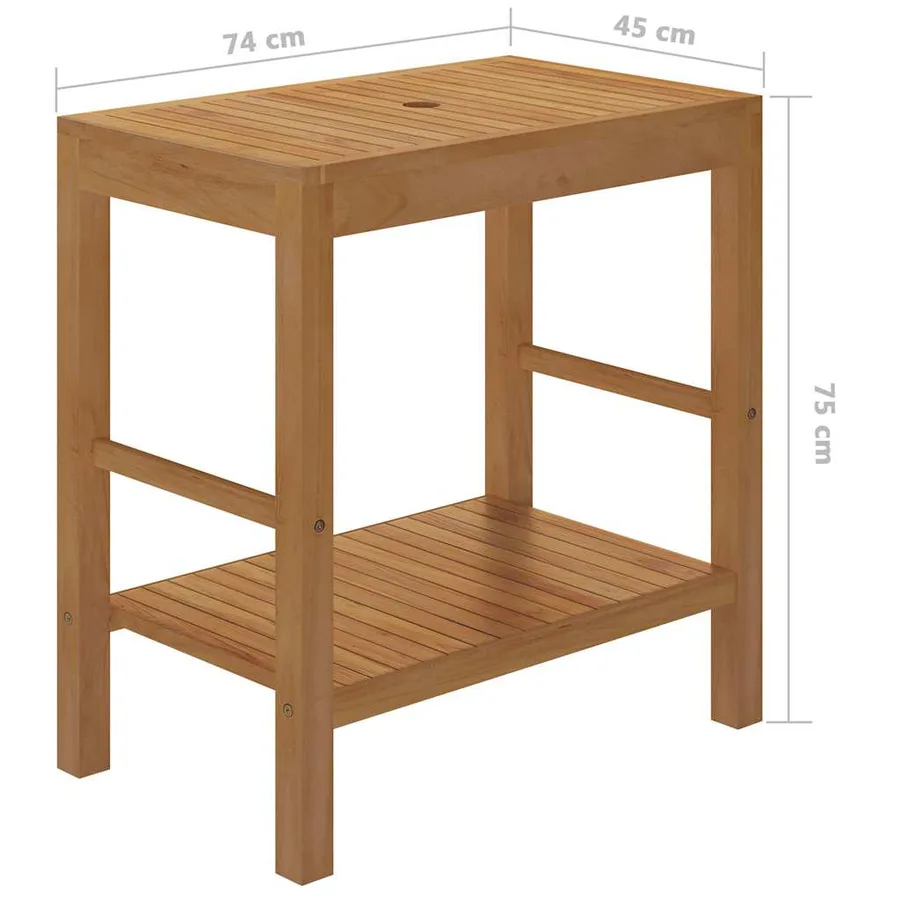 Armoire de toilette en teck solide avec lavabo en marbre Crème - 9