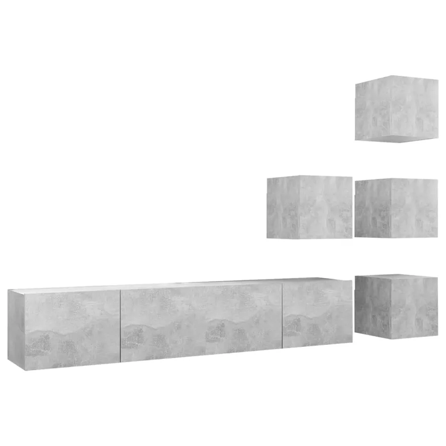 Ensemble de meubles TV 6 pcs Gris béton Bois d'ingénierie - 2