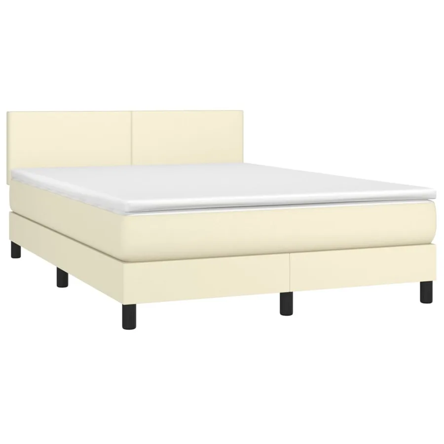 Sommier à lattes de lit avec matelas et LED Crème 140x190 cm - 3
