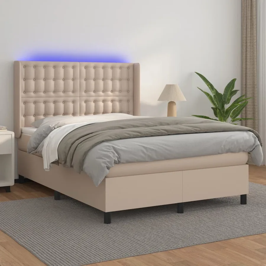 Sommier à lattes de lit matelas LED Cappuccino 140x190 cm