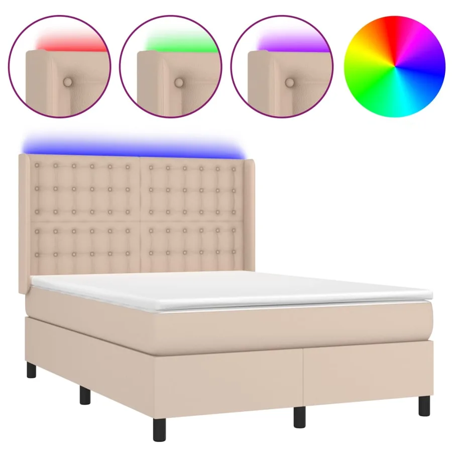 Sommier à lattes de lit matelas LED Cappuccino 140x190 cm - 2