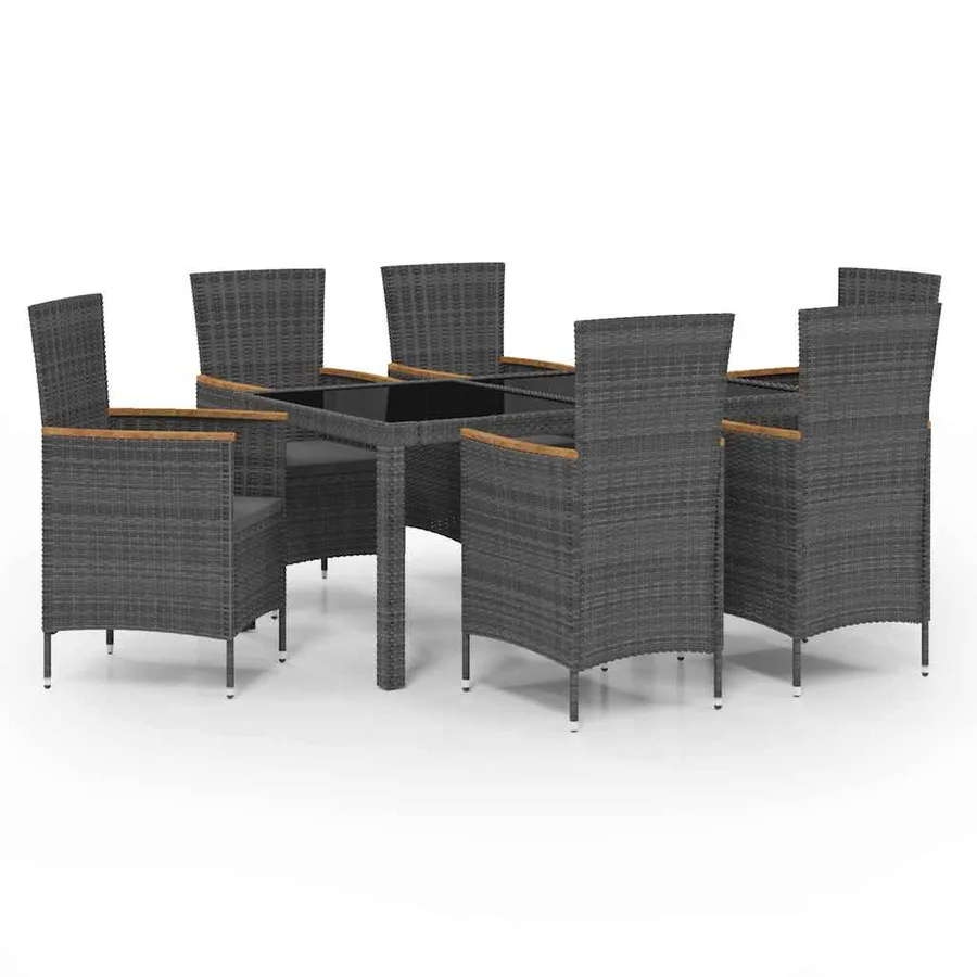 Ensemble à manger d'extérieur 7 pcs et coussins Résine tressée - 2
