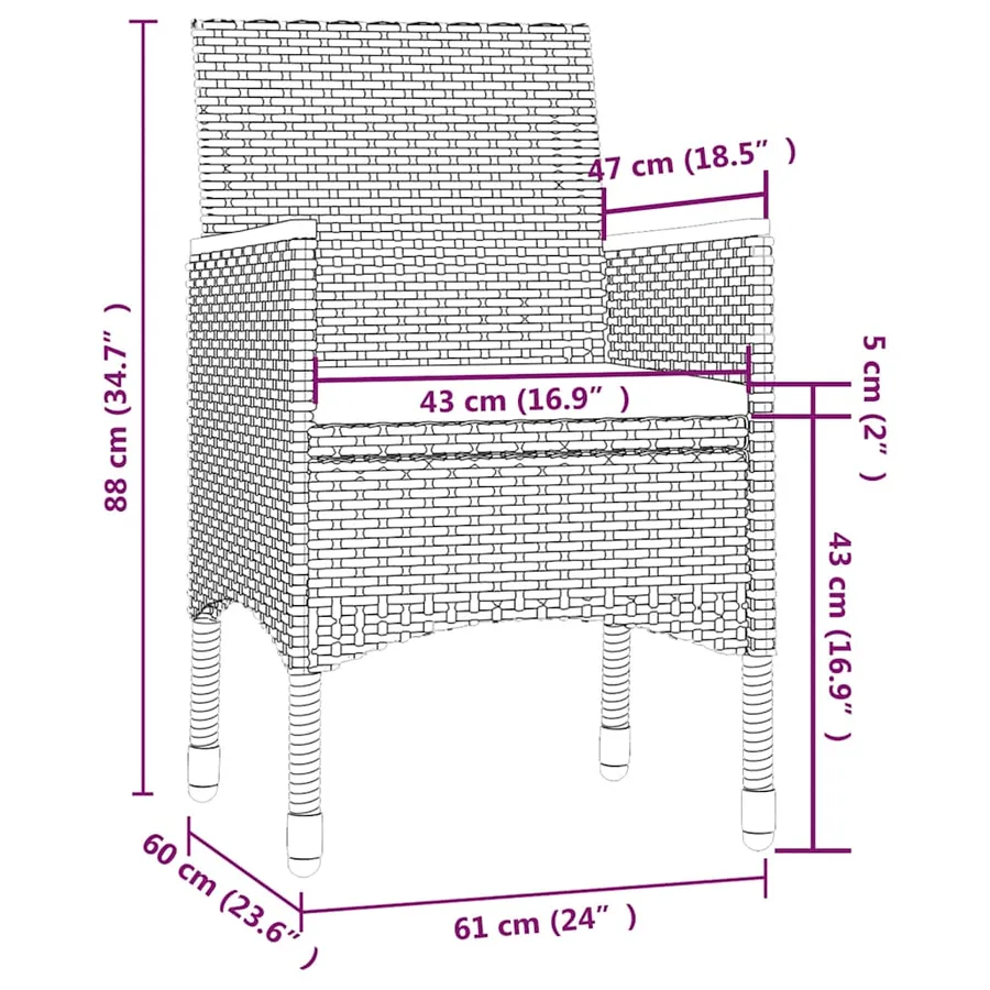 Ensemble à manger d'extérieur 7 pcs et coussins Résine tressée - 5