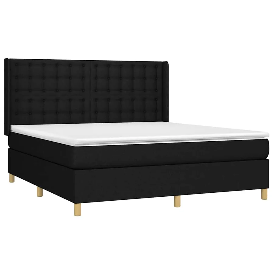 Sommier à lattes de lit avec matelas Noir 160x200 cm Tissu - 3