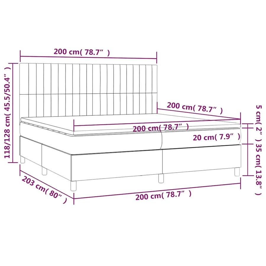 Sommier à lattes de lit et matelas Vert foncé 200x200cm Velours - 7