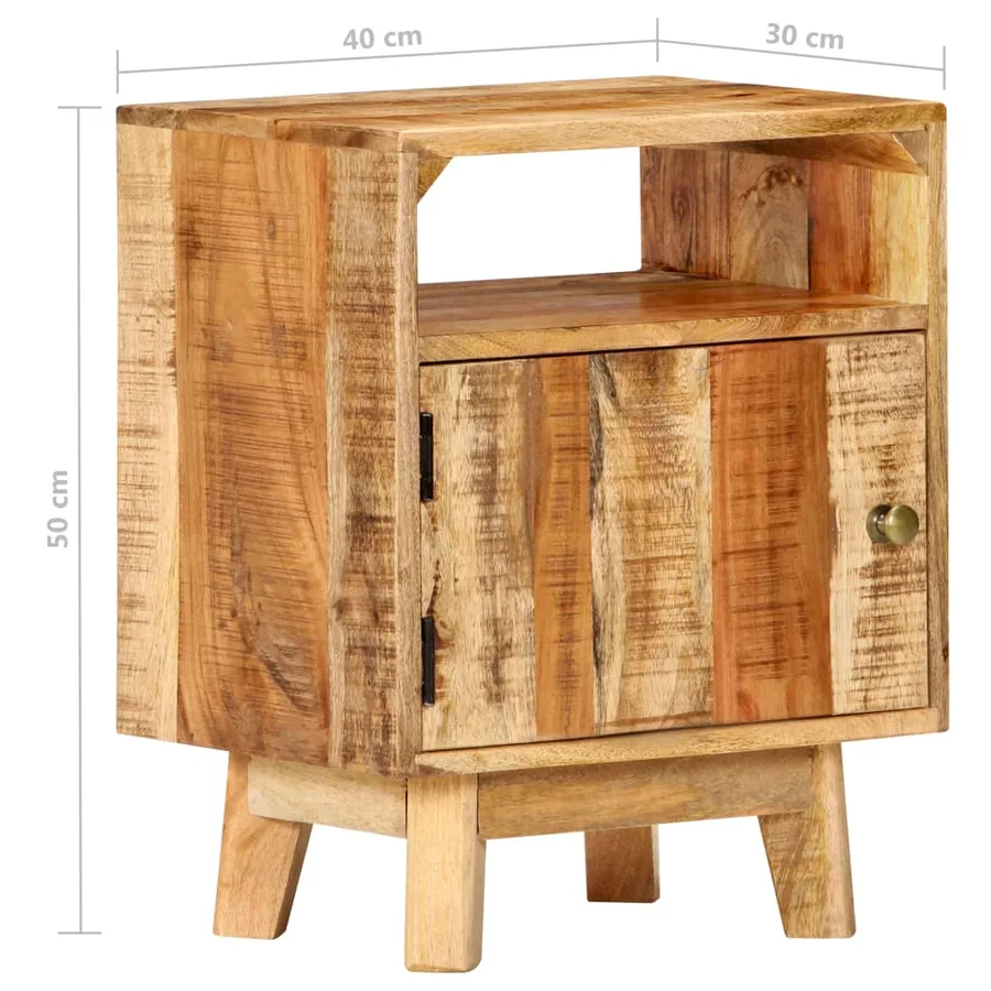 Table de chevet 40x30x50 cm Bois de manguier brut - 7
