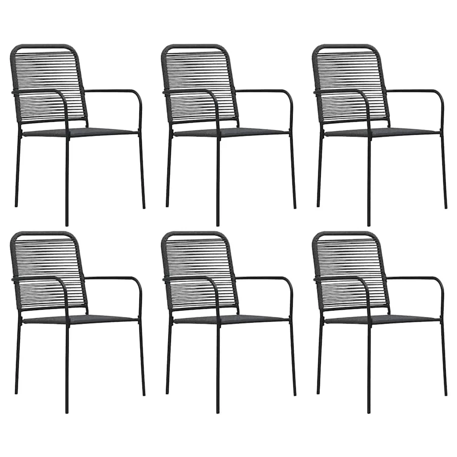 Ensemble à manger de jardin 7 pcs noir verre et acier - 7