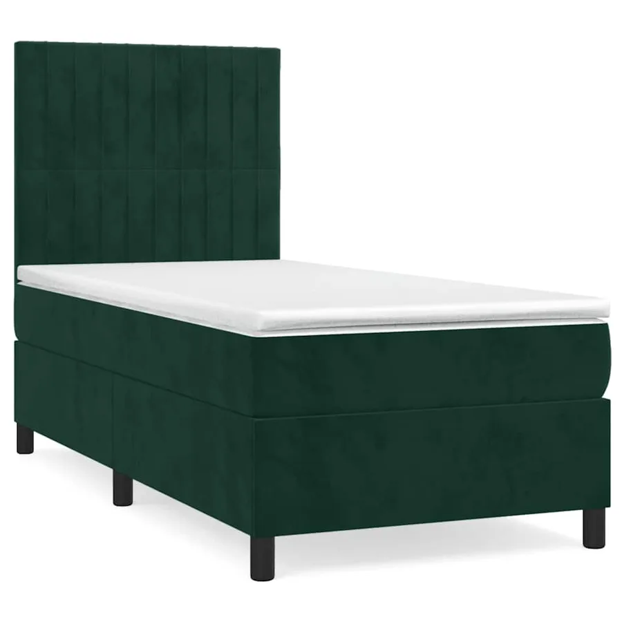 Sommier à lattes de lit avec matelas Vert foncé 90x200 cm - 2