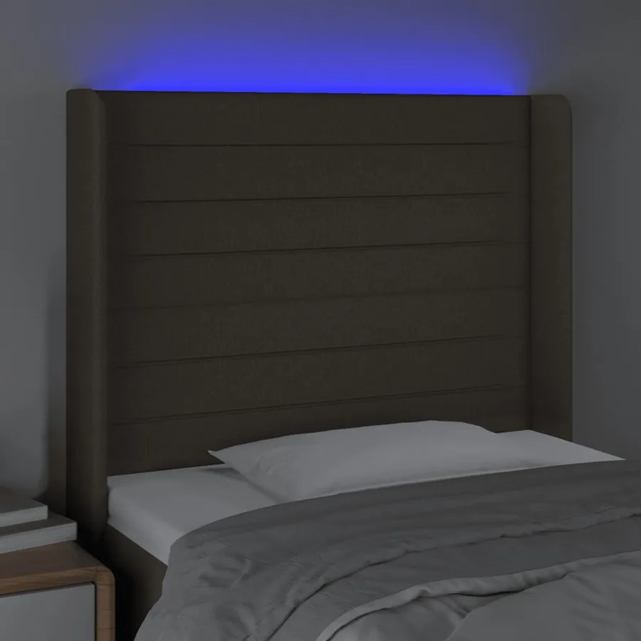 Tête de lit à LED Taupe 93x16x118/128 cm Tissu - 4