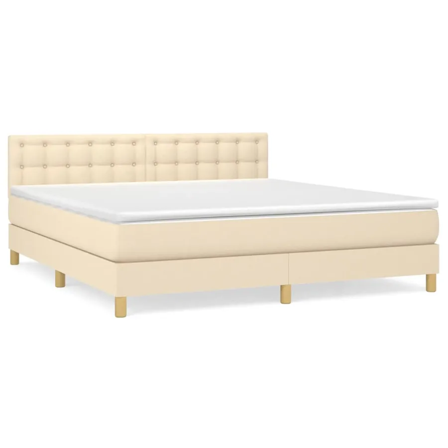 Sommier à lattes de lit avec matelas Crème 160x200 cm Tissu - 2