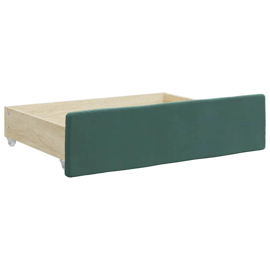 Tiroirs de lit 2 pcs vert foncé bois d'ingénierie et velours - 3