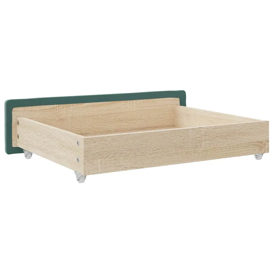 Tiroirs de lit 2 pcs vert foncé bois d'ingénierie et velours - 6