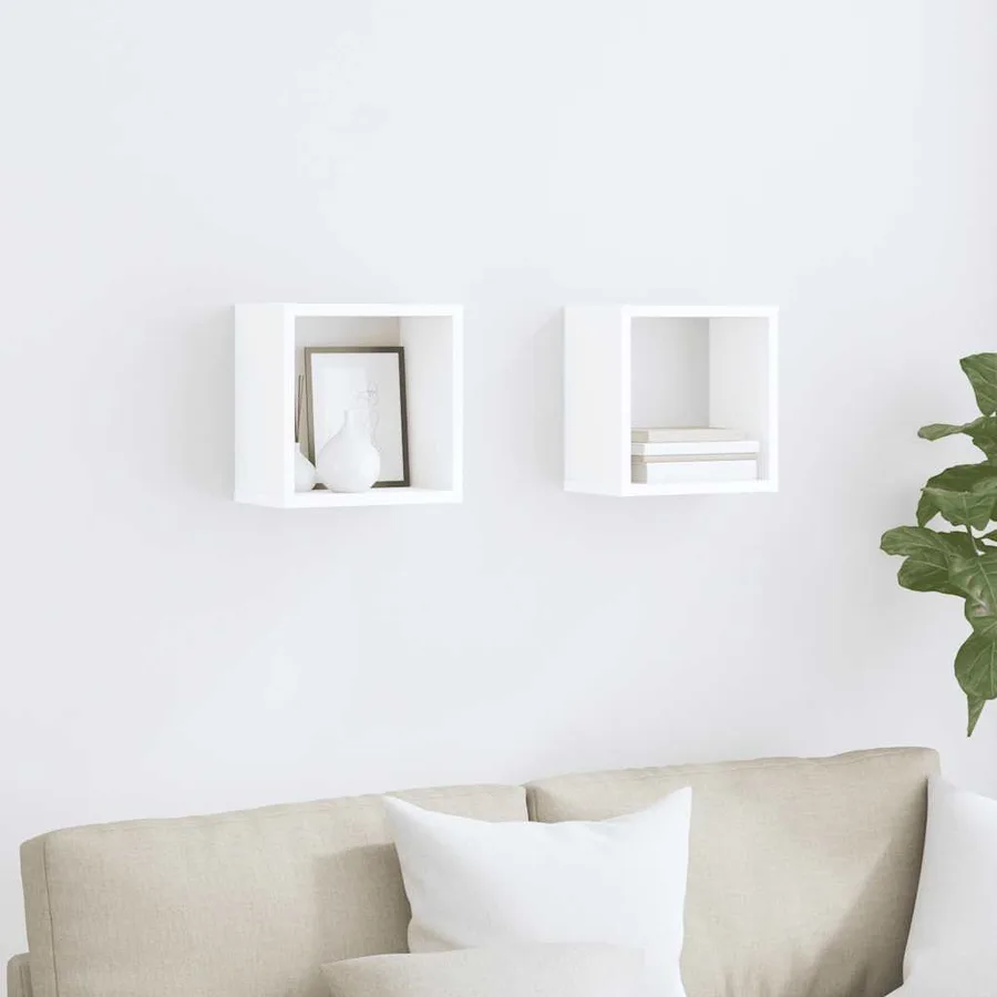 Étagères cube murales 2 pcs Blanc 26x15x26 cm - 3