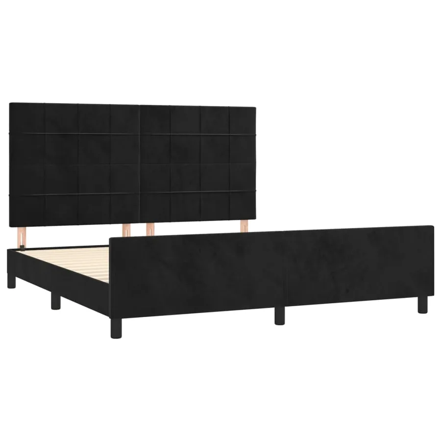 Cadre de lit sans matelas noir 160x200 cm velours - 4