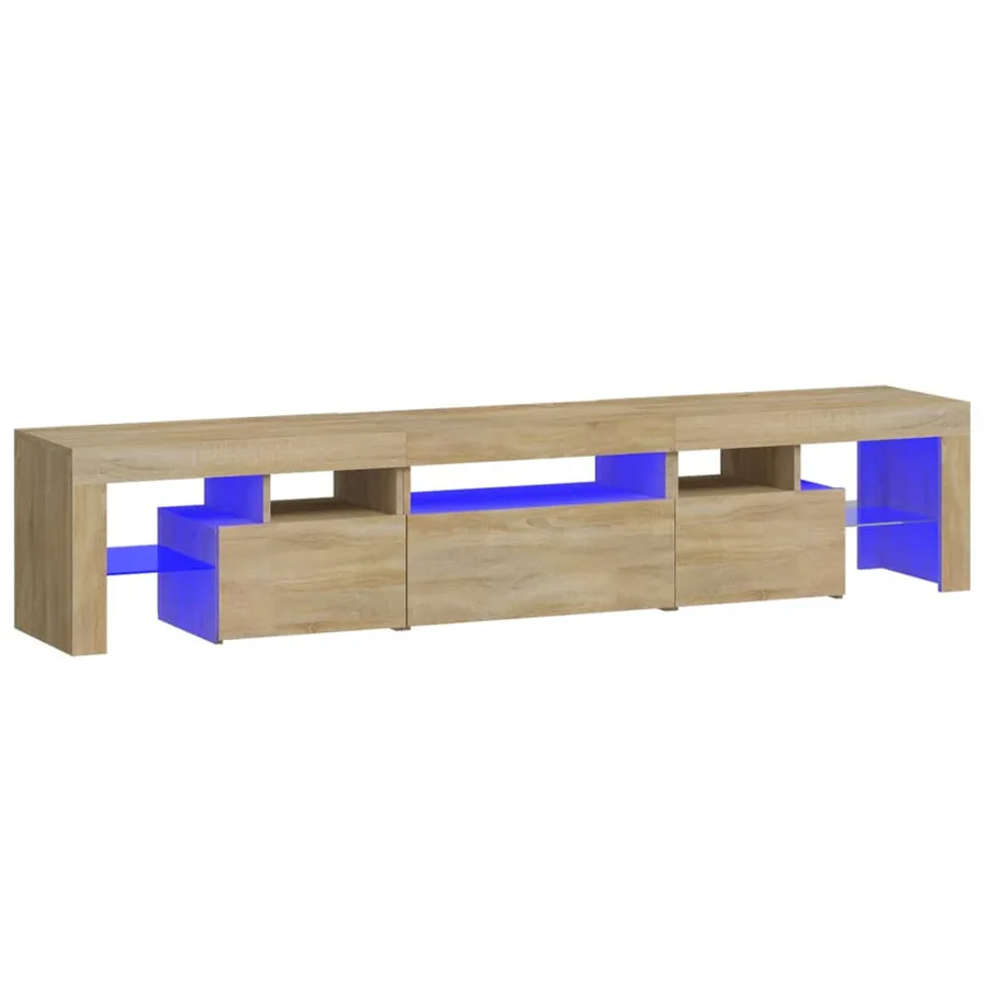 Meuble TV avec lumières LED Chêne sonoma 200x36,5x40 cm - 2