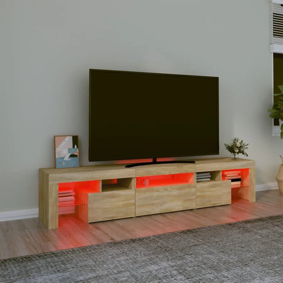 Meuble TV avec lumières LED Chêne sonoma 200x36,5x40 cm - 5