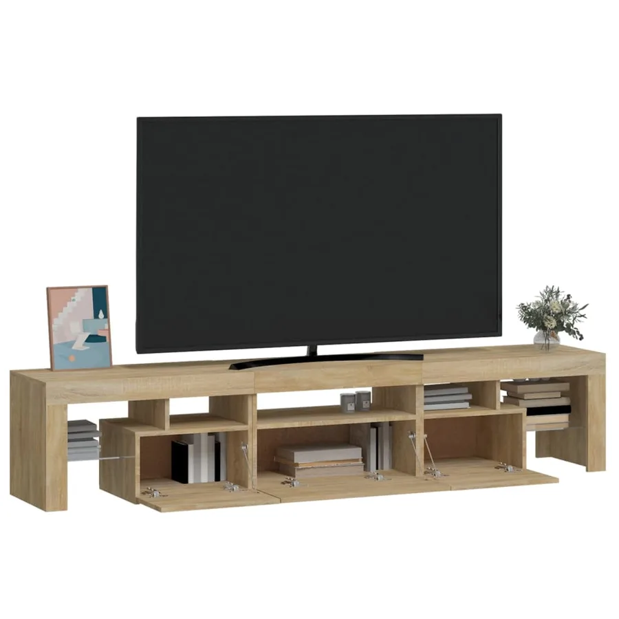 Meuble TV avec lumières LED Chêne sonoma 200x36,5x40 cm - 6