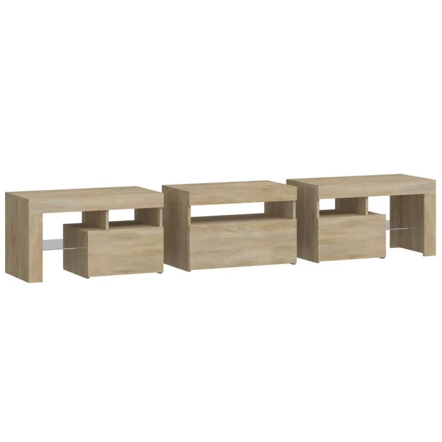 Meuble TV avec lumières LED Chêne sonoma 200x36,5x40 cm - 8