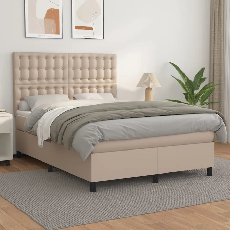Sommier à lattes de lit avec matelas Cappuccino 140x190 cm