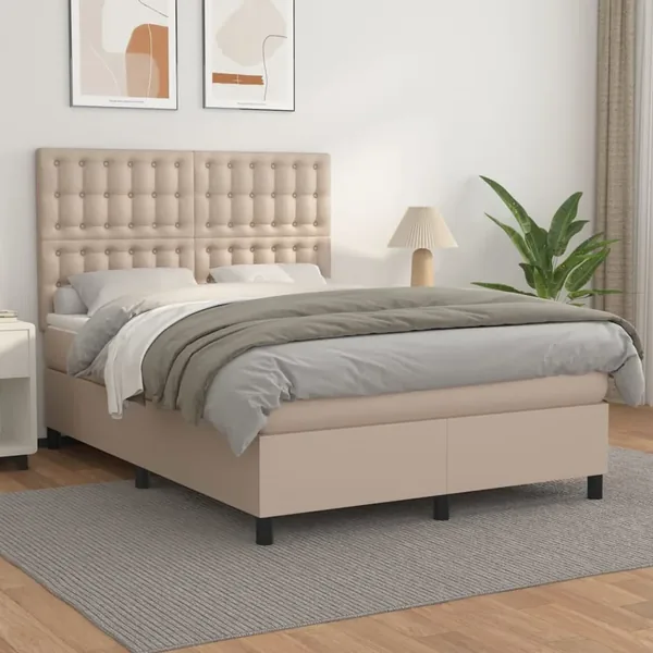 Sommier à lattes de lit avec matelas Cappuccino 140x190 cm
