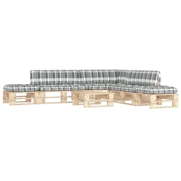 Salon de jardin palette 6pcs avec coussins Bois de pin imprégné