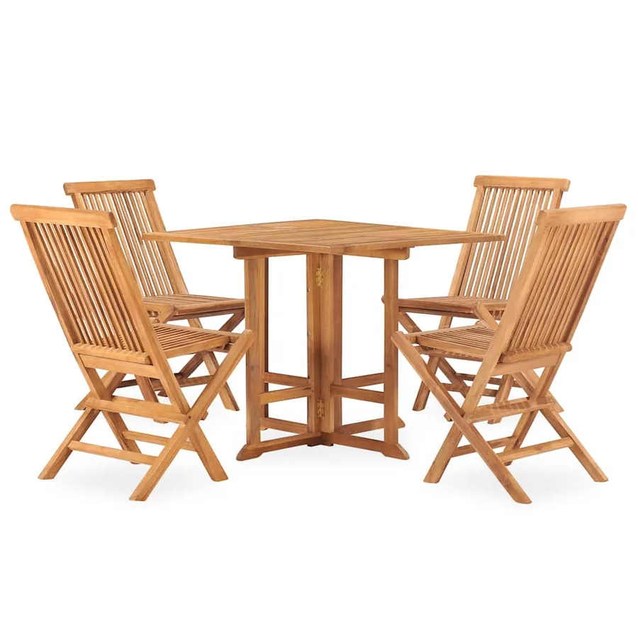 Ensemble à manger d'extérieur pliable 5 pcs Bois solide de teck - 2
