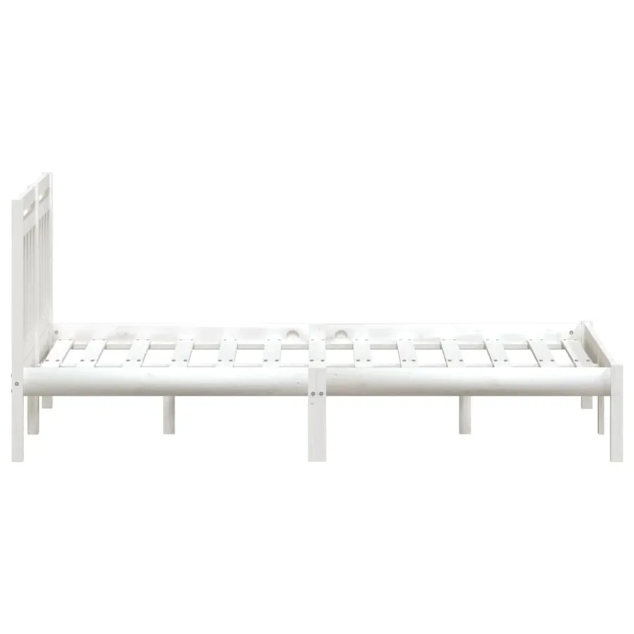 Cadre de lit sans matelas blanc bois massif - 5