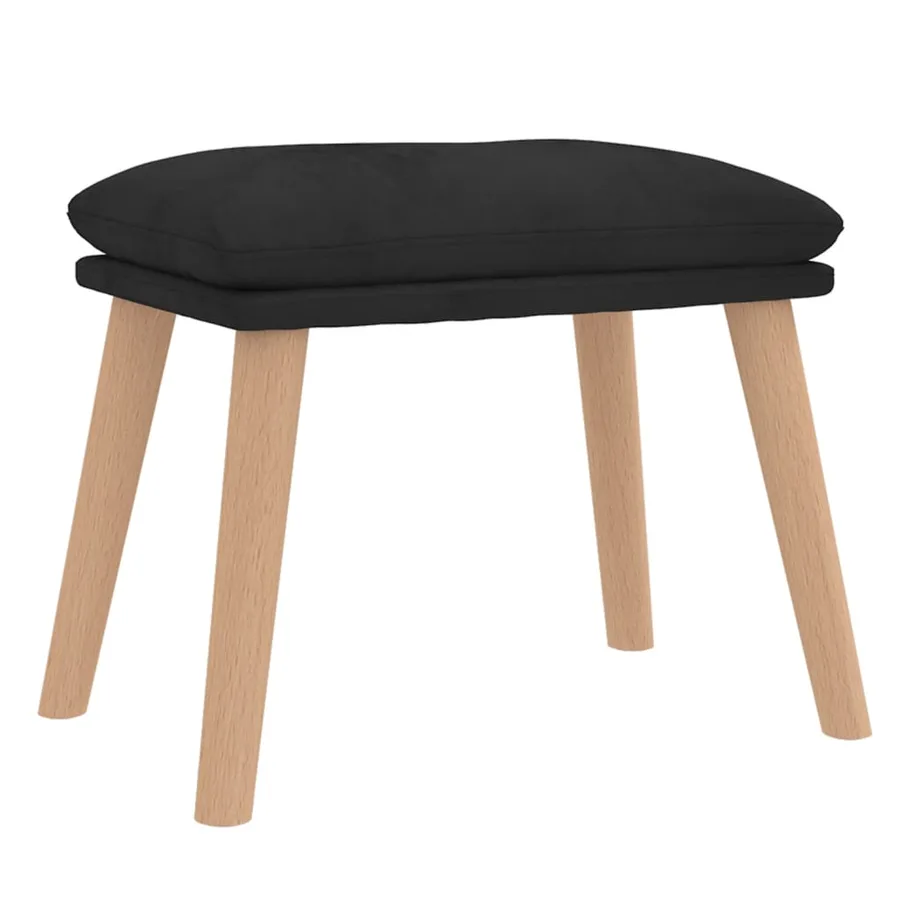 Chaise de relaxation avec tabouret Noir Velours - 5