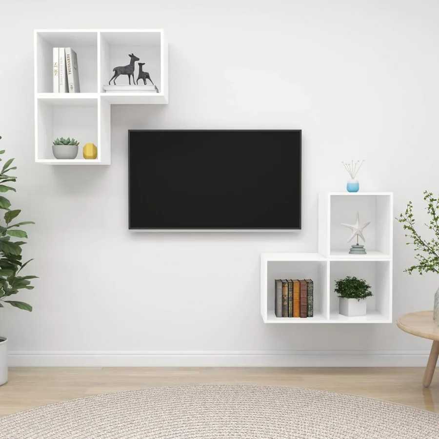 Ensemble de meuble TV 4 pcs Blanc Bois d'ingénierie