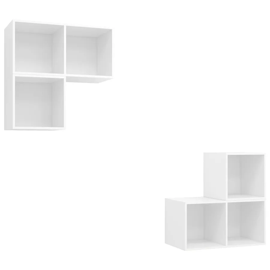 Ensemble de meuble TV 4 pcs Blanc Bois d'ingénierie - 2