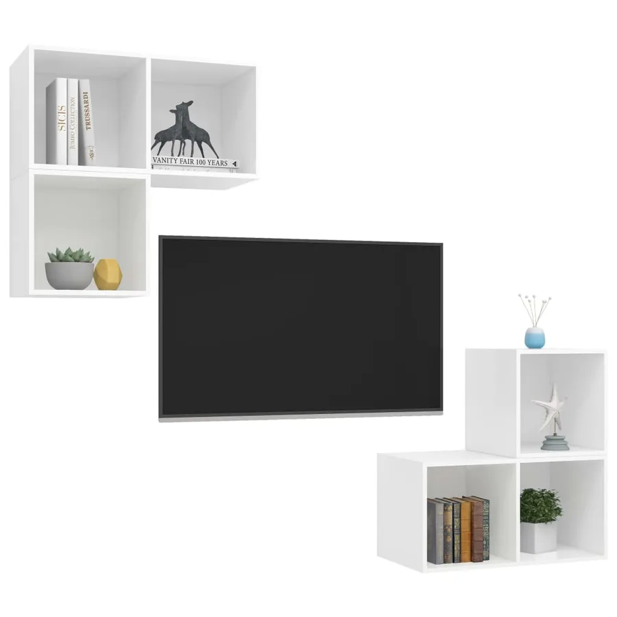 Ensemble de meuble TV 4 pcs Blanc Bois d'ingénierie - 3
