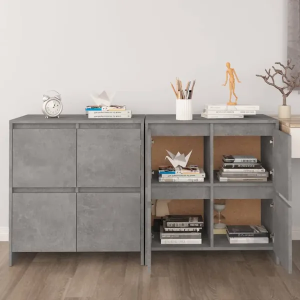 Buffets 2 pcs Gris béton 70x41x75 cm Bois d'ingénierie