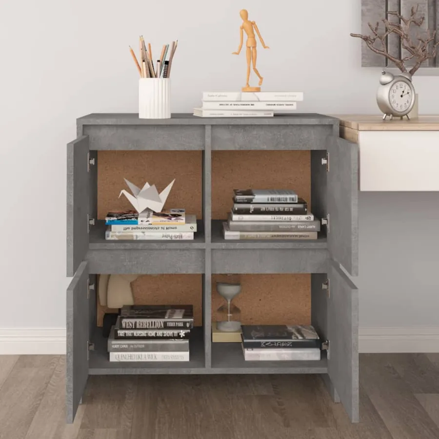 Buffets 2 pcs Gris béton 70x41x75 cm Bois d'ingénierie - 10