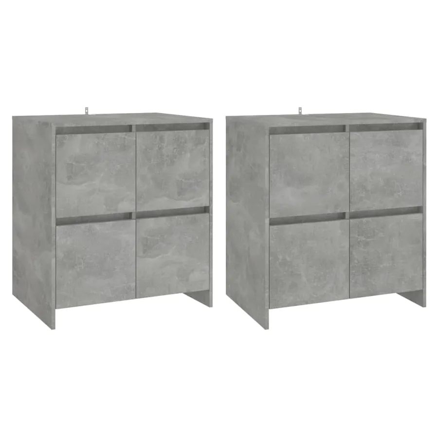 Buffets 2 pcs Gris béton 70x41x75 cm Bois d'ingénierie - 2