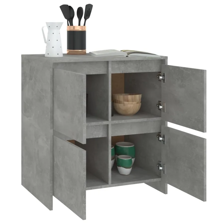 Buffets 2 pcs Gris béton 70x41x75 cm Bois d'ingénierie - 8