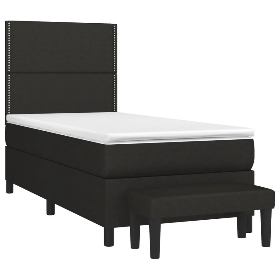Sommier à lattes de lit avec matelas Noir 100x200 cm Tissu - 3