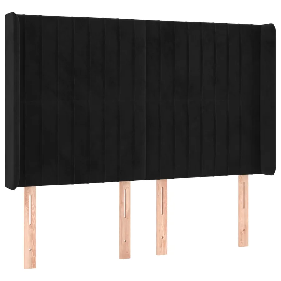 Sommier à lattes de lit matelas et LED Noir 140x190 cm Velours - 7