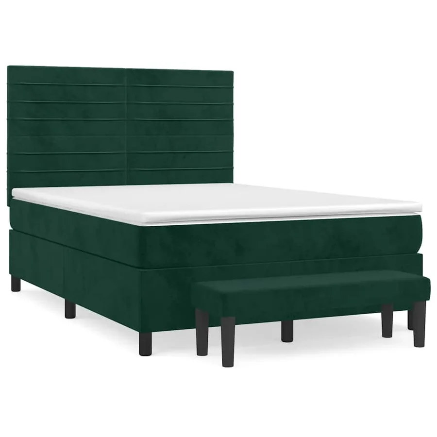 Sommier à lattes de lit et matelas Vert foncé 140x190cm Velours - 2