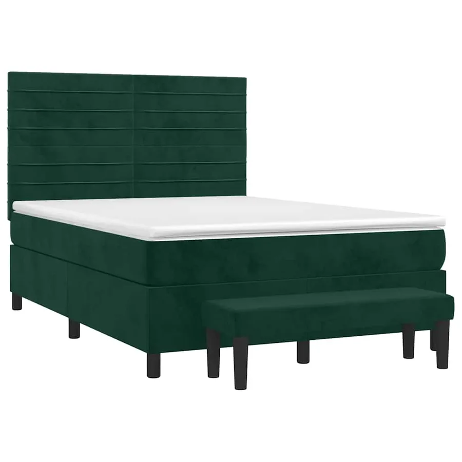 Sommier à lattes de lit et matelas Vert foncé 140x190cm Velours - 3