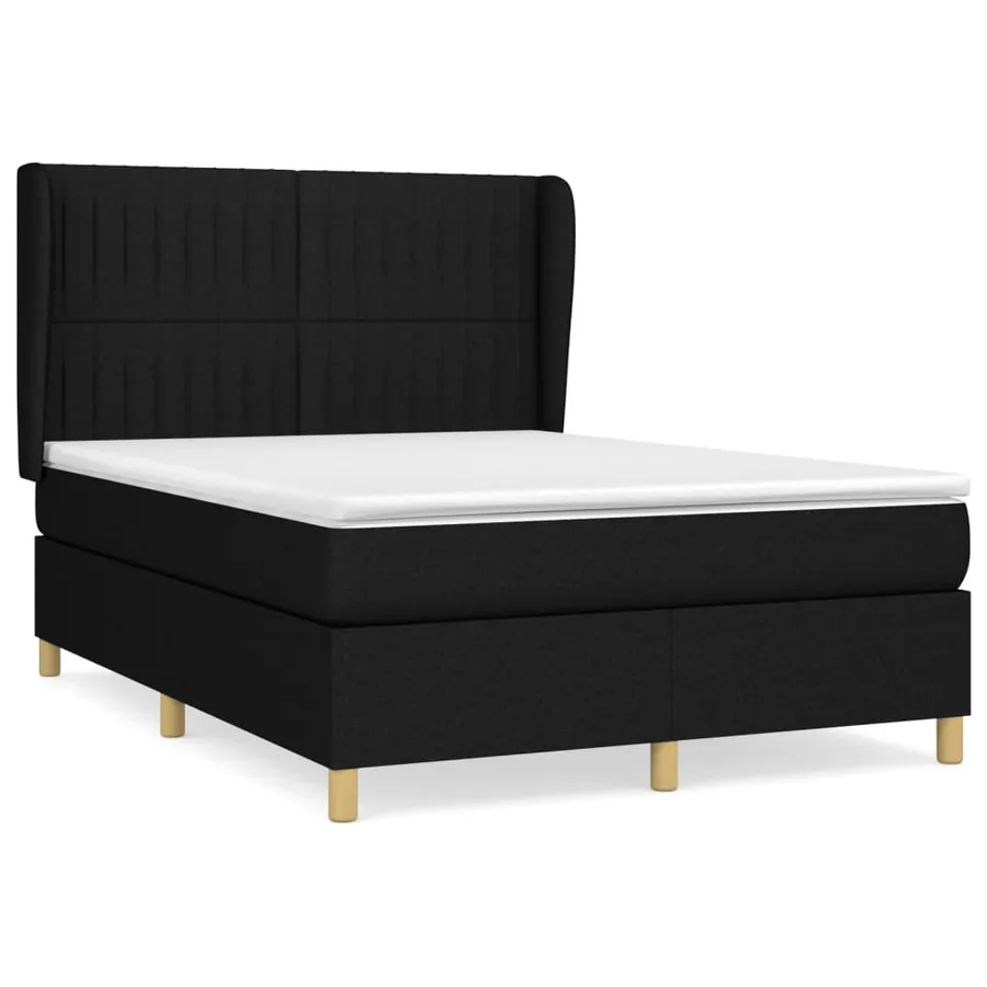Sommier à lattes de lit avec matelas Noir 140x190 cm Tissu - 2