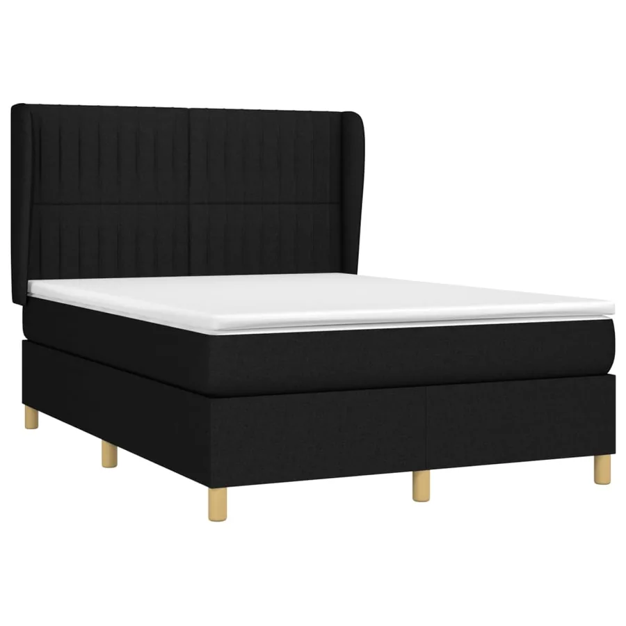 Sommier à lattes de lit avec matelas Noir 140x190 cm Tissu - 3