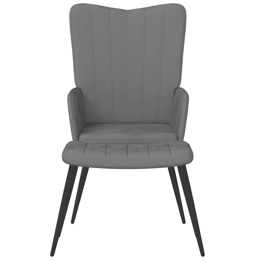 Chaise de relaxation avec repose-pied Gris foncé Velours - 3