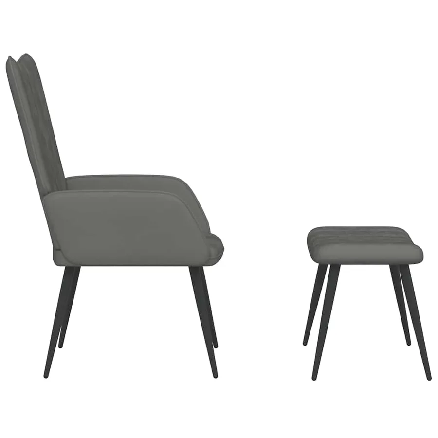 Chaise de relaxation avec repose-pied Gris foncé Velours - 4