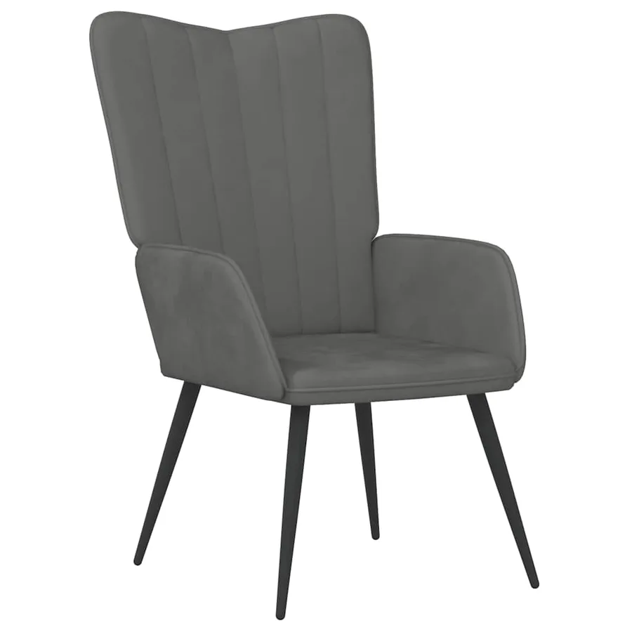 Chaise de relaxation avec repose-pied Gris foncé Velours - 6