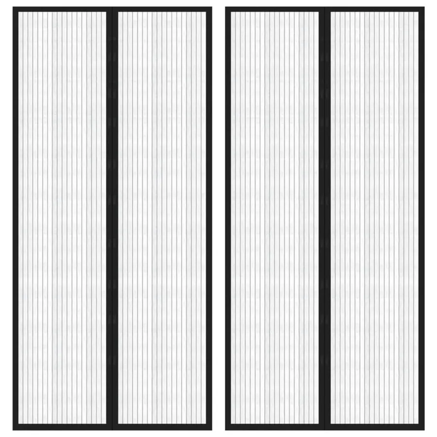 Rideaux de porte anti-insectes 2 pcs et aimants noir 220x110 cm