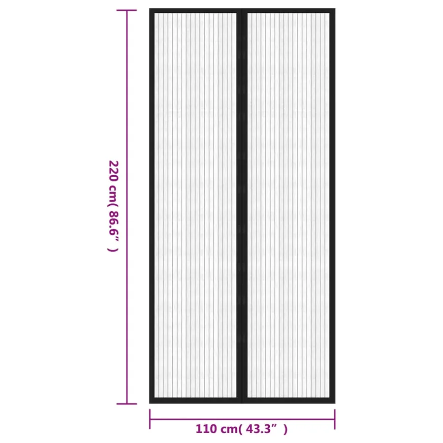 Rideaux de porte anti-insectes 2 pcs et aimants noir 220x110 cm - 8