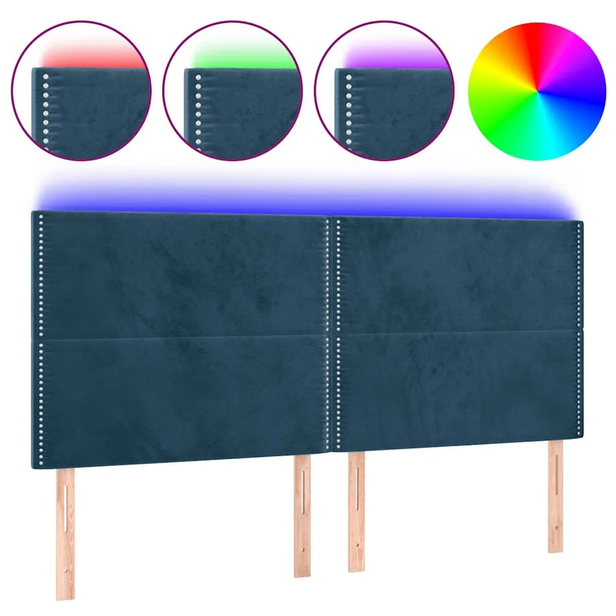 Tête de lit à LED Bleu foncé 160x5x118/128 cm Velours - 2